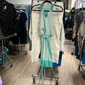 Mint green pleated dress size medium